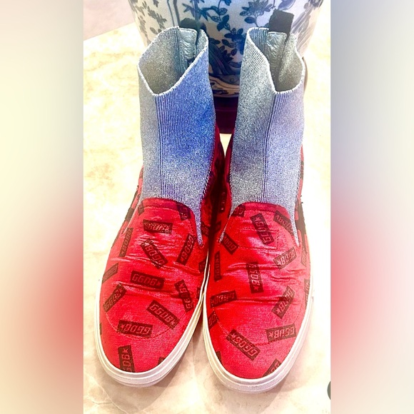 GOLDEN GOOSE DELUXE Red Velvet Pull On Socks Sneakers Size 8 fits 7.5 also - Picture 13 of 13
